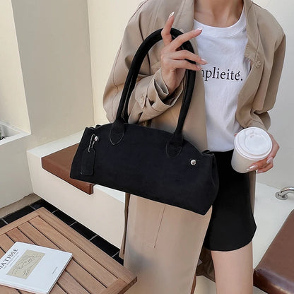 MOODS French Style Underarm Shoulder Bags For Women PU Suede Pure Color Top-handle Bag 2025 Autumn New Luxury Designer Handbags