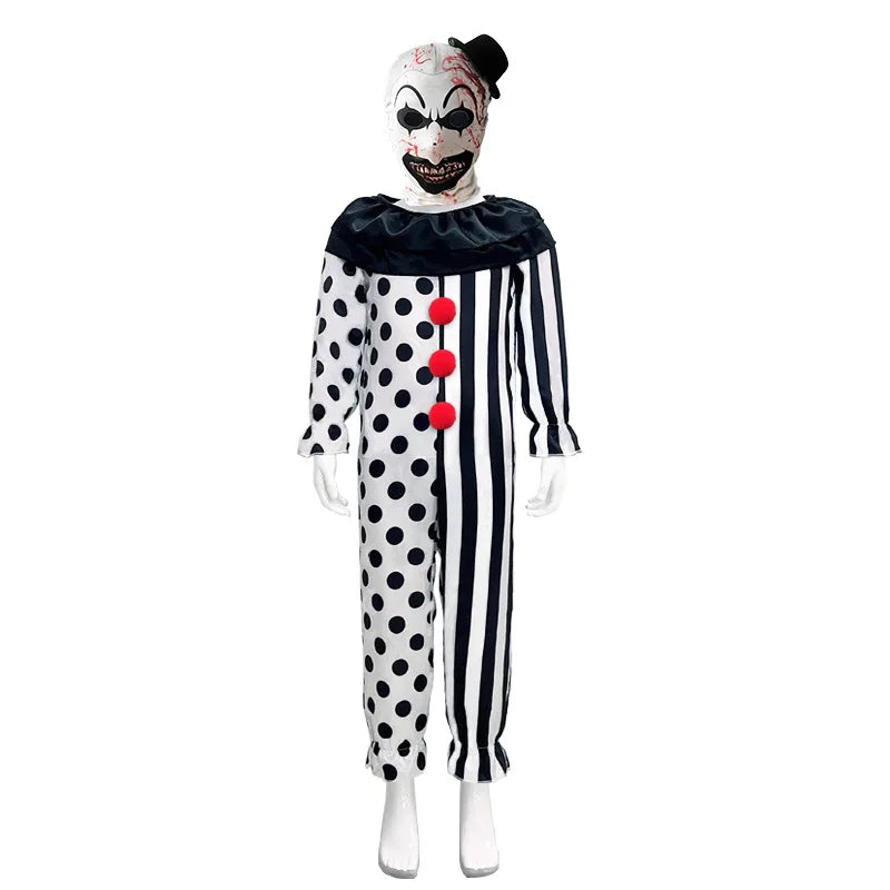 Terrifier fille Costume robe squelette enfant Cosplay effrayant horreur body combinaison Art le Clown Joker Halloween Costume masque Costume