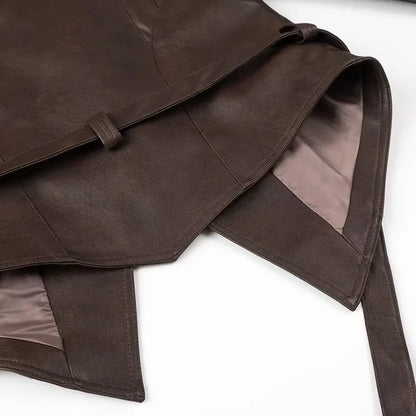 Suninheart automne et hiver vestes en simili cuir pour femmes 2025 épaule tombante veste surdimensionnée manteau ceinturé Corset veste