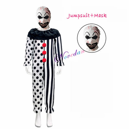 Terrifier fille Costume robe squelette enfant Cosplay effrayant horreur body combinaison Art le Clown Joker Halloween Costume masque Costume