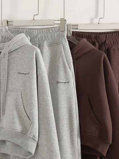 Women Tracksuits Winter Fleece Sweatsuit Brown Warm Crop Zipper Hoodies And Sweatpants Set For Women 2 Piece Velvet Pants Sets