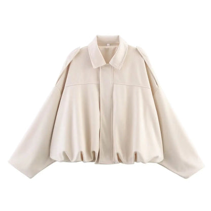 HH – veste Texture en daim pour femmes, manches longues, col rabattu, fermeture éclair élastique, bouton, solide, manteau tendance de printemps