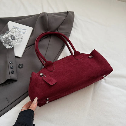 MOODS French Style Underarm Shoulder Bags For Women PU Suede Pure Color Top-handle Bag 2025 Autumn New Luxury Designer Handbags