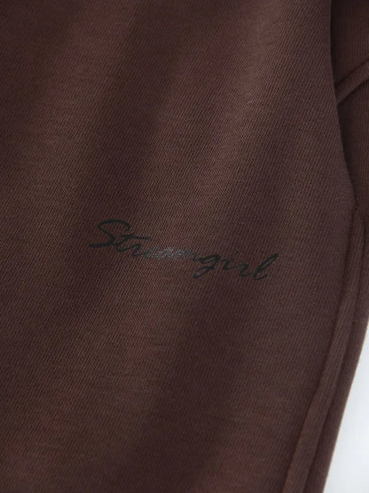 Women Tracksuits Winter Fleece Sweatsuit Brown Warm Crop Zipper Hoodies And Sweatpants Set For Women 2 Piece Velvet Pants Sets