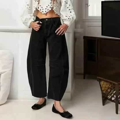 Women's Casual Baggy Jeans Mid Waist Pants Wide Leg Loose Boyfriend Denim Pants Straight Leg Cropped Barrel Jeans Y2k Clothes