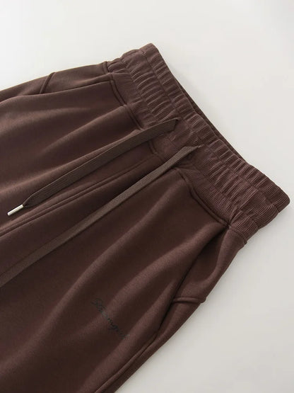 Women Tracksuits Winter Fleece Sweatsuit Brown Warm Crop Zipper Hoodies And Sweatpants Set For Women 2 Piece Velvet Pants Sets