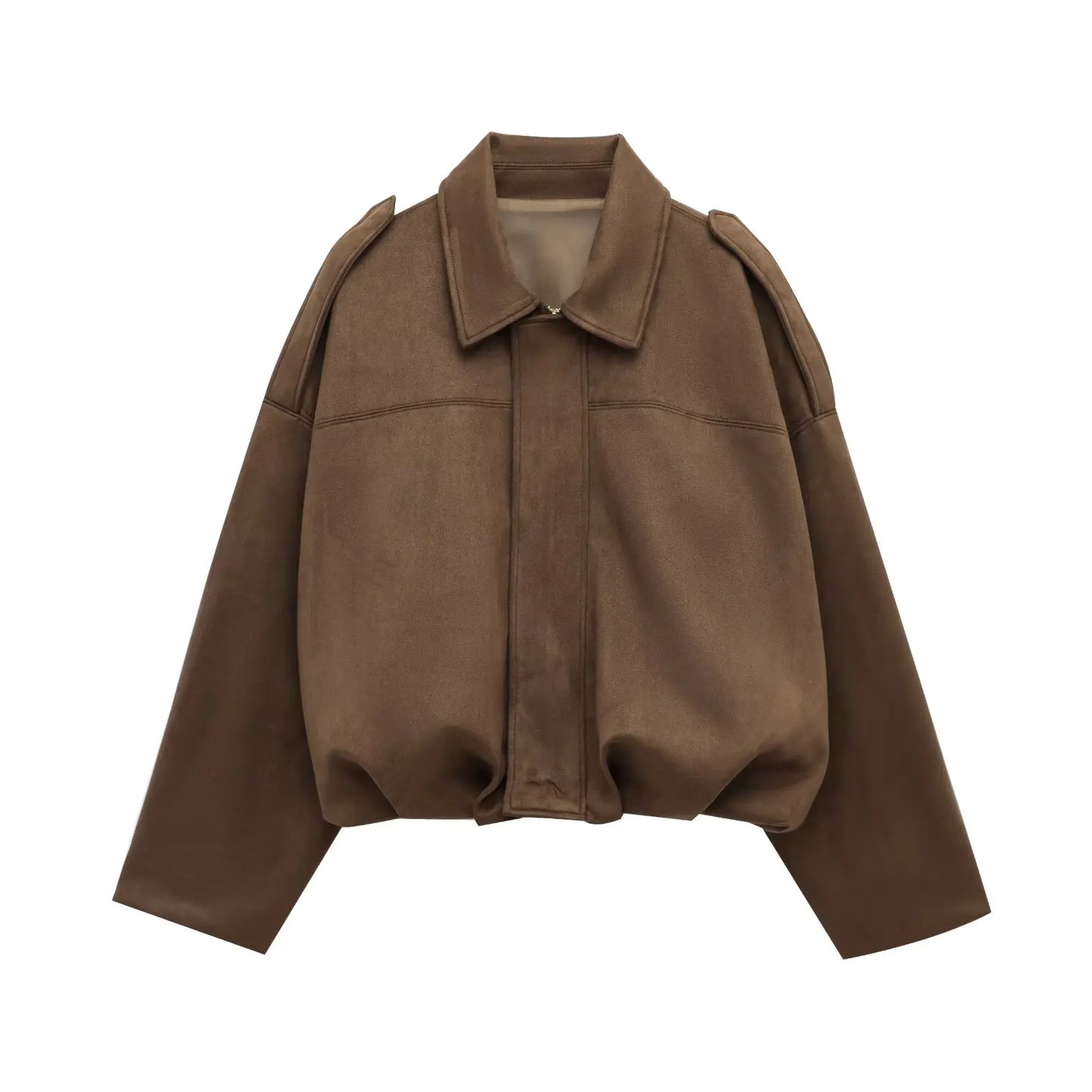 HH – veste Texture en daim pour femmes, manches longues, col rabattu, fermeture éclair élastique, bouton, solide, manteau tendance de printemps