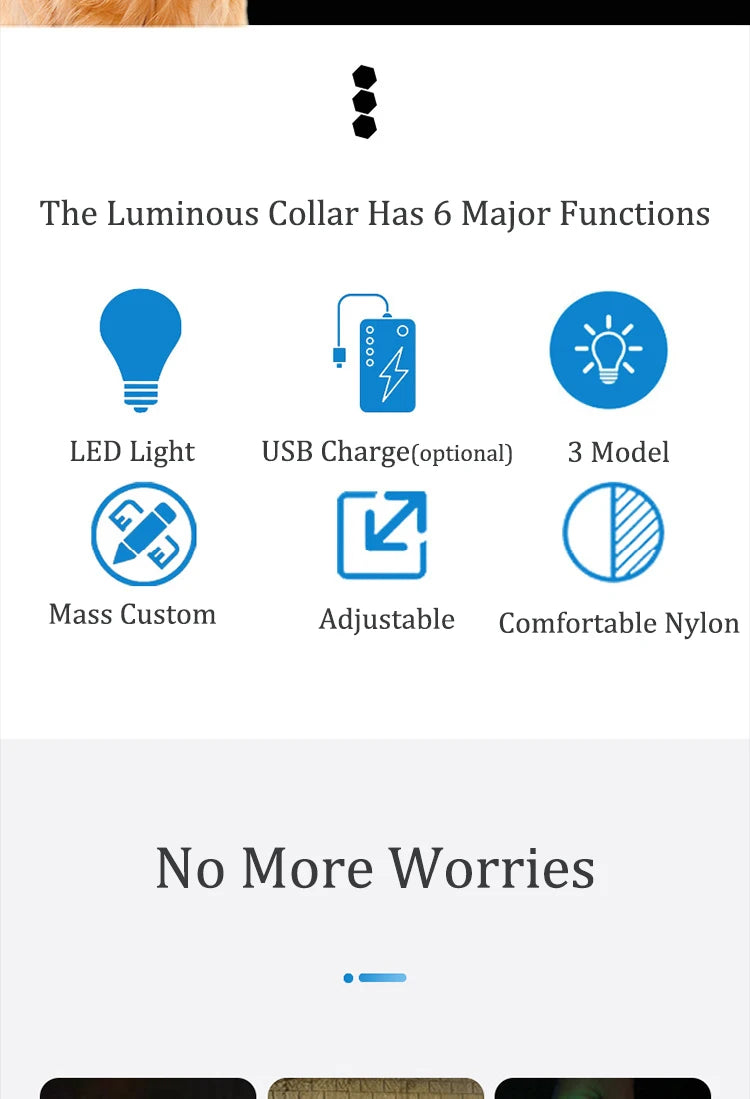 Collier de chien réfléchissant lumineux nuit sécurité USB Rechargeable LED collier de chien lumière pour petits chiens chat collier pour animaux de compagnie Para Perro XS-XL