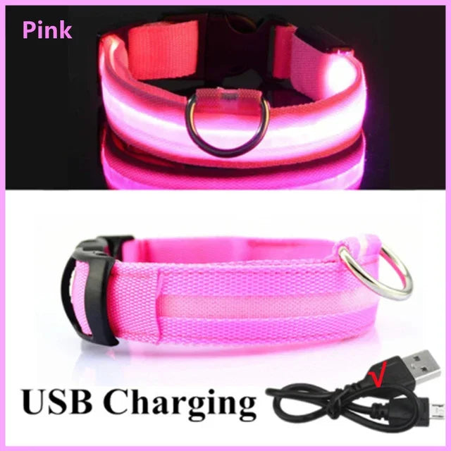 Collier de chien lumineux LED réglable clignotant Rechargea collier lumineux nuit Anti-perte harnais de lumière pour chien pour petits chiens produits pour animaux de compagnie