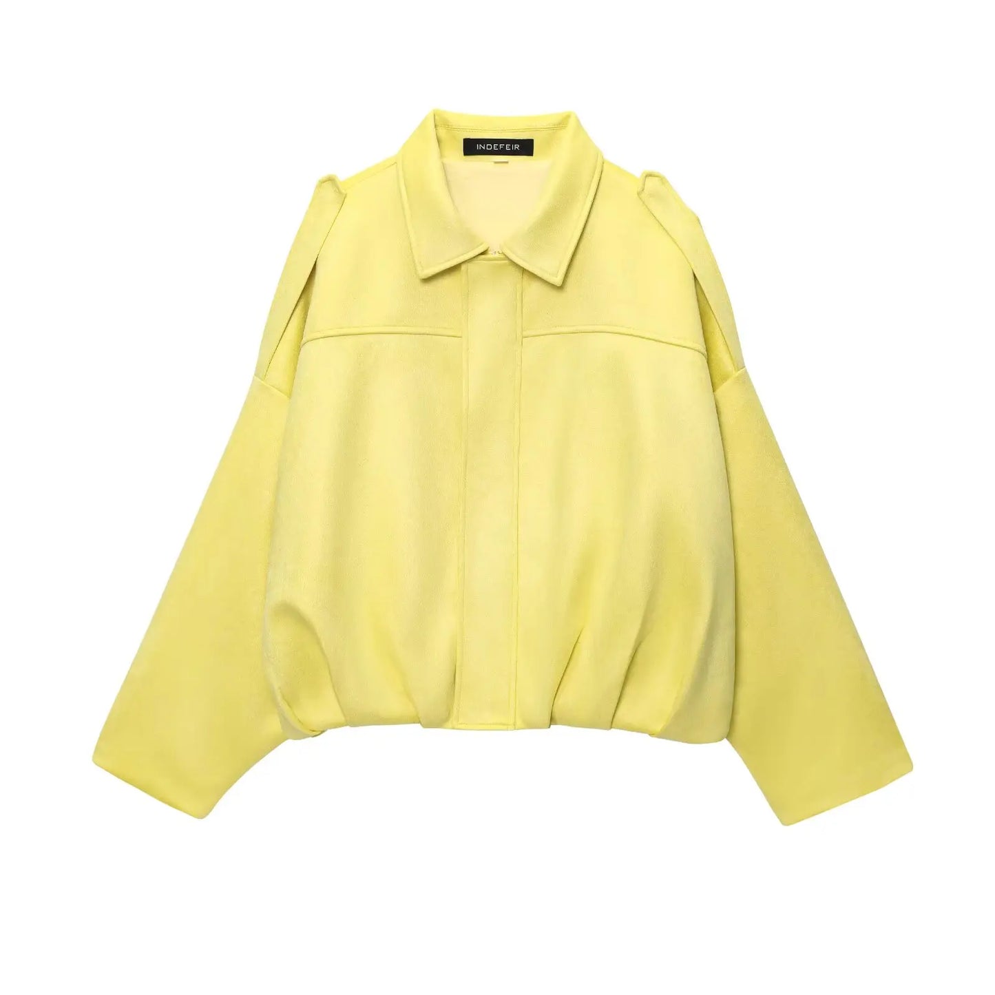 HH – veste Texture en daim pour femmes, manches longues, col rabattu, fermeture éclair élastique, bouton, solide, manteau tendance de printemps