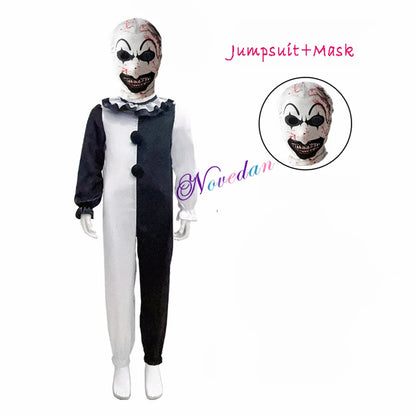 Terrifier fille Costume robe squelette enfant Cosplay effrayant horreur body combinaison Art le Clown Joker Halloween Costume masque Costume