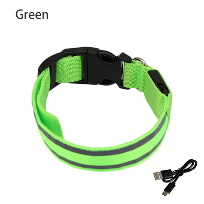 Collier de chien réfléchissant lumineux nuit sécurité USB Rechargeable LED collier de chien lumière pour petits chiens chat collier pour animaux de compagnie Para Perro XS-XL