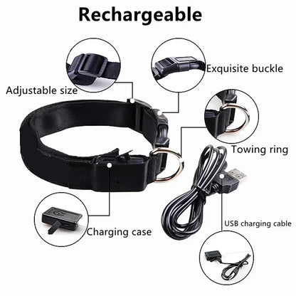 Collier de chien lumineux LED réglable clignotant Rechargea collier lumineux nuit Anti-perte harnais de lumière pour chien pour petits chiens produits pour animaux de compagnie