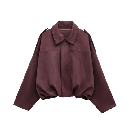 Veste bombers à effet daim et couleur unie pour femme, pour le printemps et l'automne
